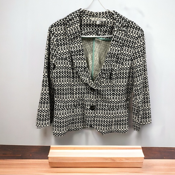 CAbi Black Cream 2 Button Front and Cuff 3 Quarter Sleeve Blazer Jacket Womens 8 - Picture 12 of 12